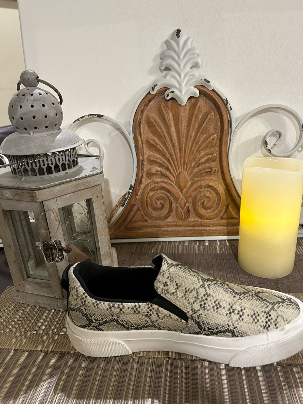 Jenn Ardor Snake-Print Slip-On Sneaker - Beige & Black